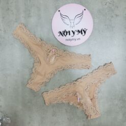 Quần lót Victoria Secret lọt khe thun lạnh phối ren màu da 417753sh9