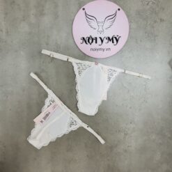 Quần lót Victoria Secret lọt khe dây điều chỉnh thun lạnh phối ren màu trắng 419835q9z
