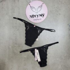 Quần lót Victoria Secret lọt khe dây điều chỉnh thun lạnh phối ren màu đen 419835qb4