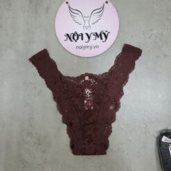 Quần lót Victoria Secret nửa mông lưng cao ren màu nâu socola 417745qd4