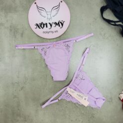 Quần lót Victoria Secret lọt khe dây điều chỉnh thun lạnh phối ren màu tím 419835qfk
