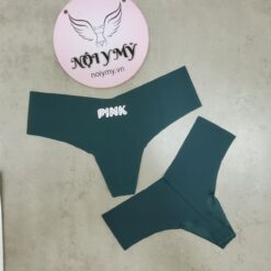 Quần lót Pink lọt khe thun lạnh không viền màu xanh ve chai chữ 416223