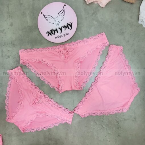 Quần lót Victoria Secret bikini thun lạnh phối ren màu hồng 424223qax