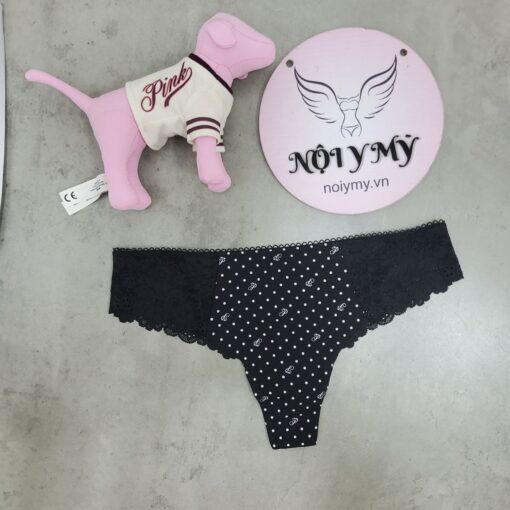 Quần lót Pink lọt khe thun lạnh phối ren màu đen 416226qeb