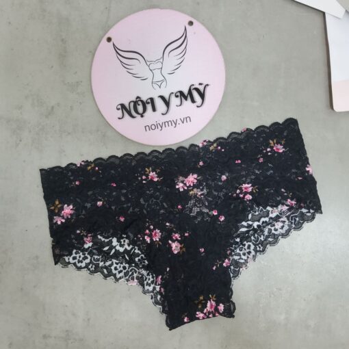 Quần lót Victoria’s Secret nửa mông ren màu đen hoa 419058sq7