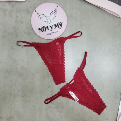 Quần lót Victoria Secret lọt khe ren phối dây màu đỏ đô 426105qd4