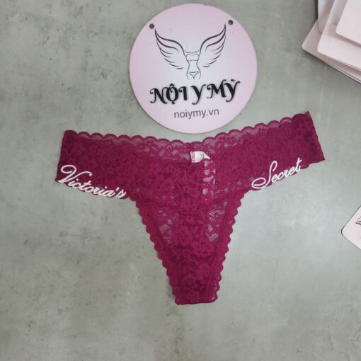 Quần lót Victoria Secret lọt khe ren màu tím thêu chữ 428799qbu