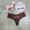 Quần lót Pink lọt khe thun lạnh không viền màu nâu hoạ tiết 416223