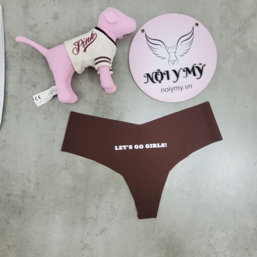 Quần lót Pink lọt khe thun lạnh không viền màu nâu hoạ tiết 416223