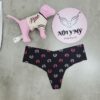 Quần lót Pink lọt khe thun lạnh không viền màu đen hoạ tiết 416223