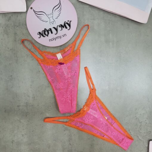 Quần lót Victoria Secret lọt khe ren dây lưng cao màu hồng cam 428798qd7