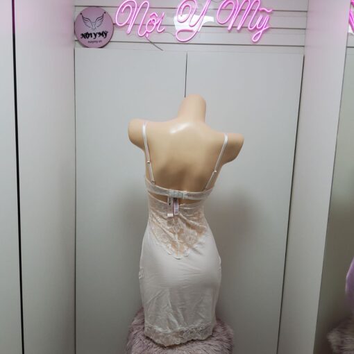Đầm ngủ thun cotton phối ren cup có gọng màu trắng 151963q9z