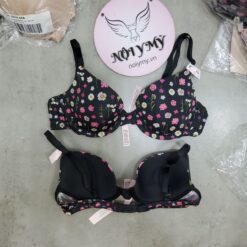 Áo lót Victoria Secret không nâng thun lạnh màu đen hoa 176547sp9