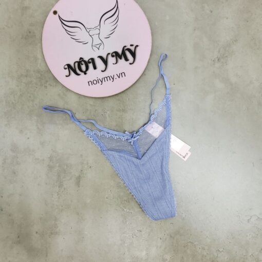 Quần lót Victoria Secret lọt khe dây thun cotton phối ren màu xanh biển 27153083