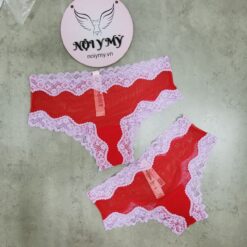 Quần lót Victoria Secret nửa mông ren lưới màu đỏ viền tím 415380qg4