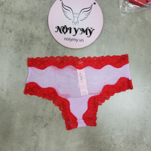 Quần lót Victoria Secret nửa mông ren lưới màu tím viền đỏ 415380qjf