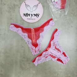 Quần lót Victoria Secret lọt khe ren lưới màu đỏ viền tím 415384qg4