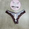 Quần lót Victoria Secret lọt khe ren lưới màu xanh biển viền nâu 415384qns