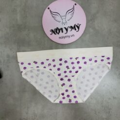 Quần lót Pink nguyên mông thun cotton lưng logo màu trắng kem hoạ tiết 416217r4q