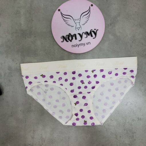 Quần lót Pink nguyên mông thun cotton lưng logo màu trắng kem hoạ tiết 416217r4q