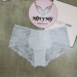 Quần lót Pink nửa mông thun lạnh phối ren màu xanh biển nhạt 416230qg2