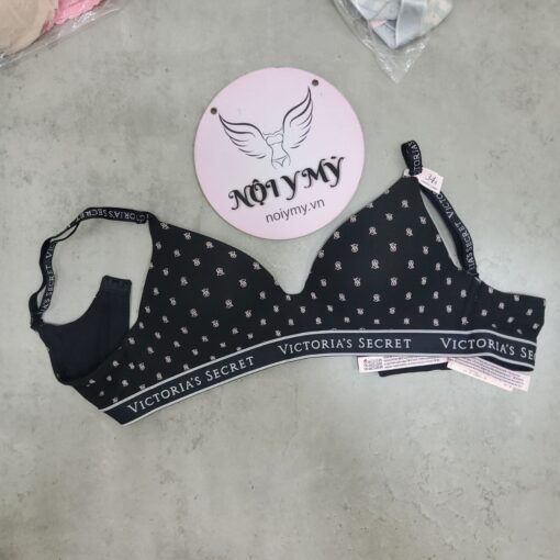 Áo lót Victoria Secret không nâng không gọng mút mỏng thun cotton màu đen lưng logo 417536scq (Copy)