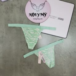 Quần lót Victoria Secret lọt khe dây thun cotton màu xanh ngọc loang màu 418366qfq