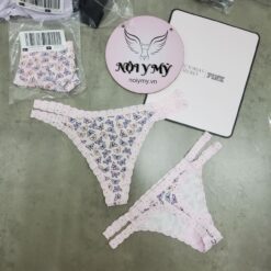 Quần lót Pink lọt khe thun gân cotton phối ren màu đen 419339qeb