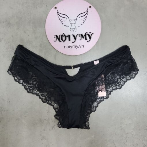 Quần lót Victoria Secret nửa mông thun lạnh phối ren màu đen 419375qb4
