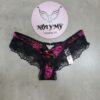 Quần lót Victoria Secret nửa mông thun lạnh phối ren đen màu đen hoa 419375sp9 (Sao chép)