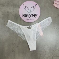 Quần lót Victoria Secret lọt khe thun lạnh phối ren màu xám 419376qd7