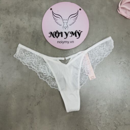 Quần lót Victoria Secret lọt khe thun lạnh phối ren màu xám 419376qd7