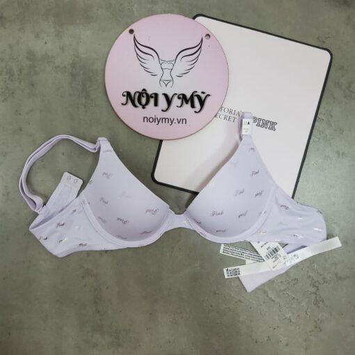 Áo lót Pink nâng vừa thun lạnh màu tím chữ nhũ 420169qcs