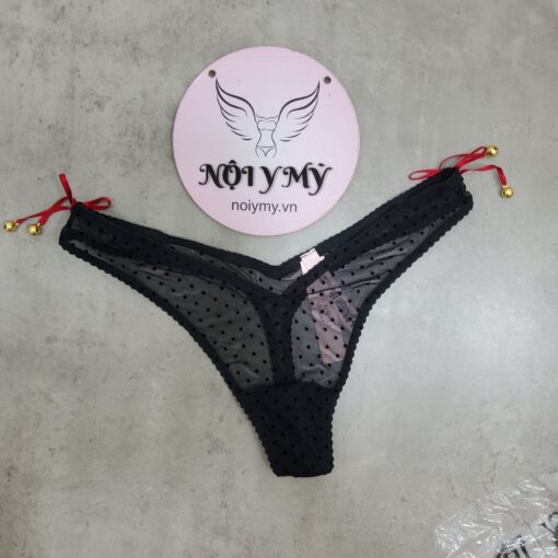 Quần lót Victoria Secret lọt khe ren lưới gắn chuông màu đen 420271spd