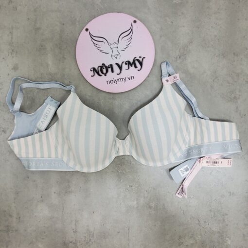 Áo lót Victoria Secret không nâng thun cotton màu xanh sọc trắng 426076spc