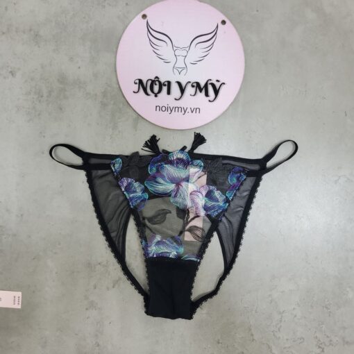 Quần lót Victoria Secret bikini ren lưới hở mông màu đen hoa 428882qca