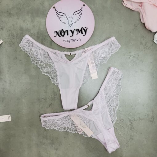 Quần lót Victoria Secret lọt khe thun lạnh phối ren màu tím 419376qqw