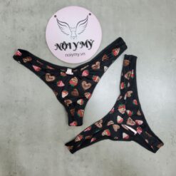 Quần lót Victoria Secret lọt khe thun lạnh màu đen hoạ tiết 420839qr2