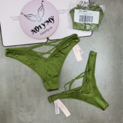 Quần lót Victoria Secret lọt khe thun lạnh phía sau đan dây màu xanh rêu 189645qrb