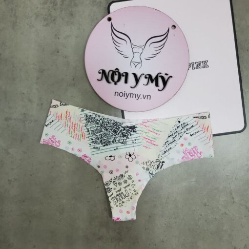 Quần lót Pink lọt khe lưng cao thun lạnh không viền màu trắng hoạ tiết 27047692 (Sao chép)