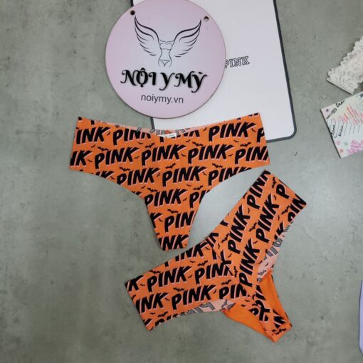 Quần lót Pink lọt khe lưng cao thun lạnh không viền màu cam hoạ tiết 27083371 (Sao chép)