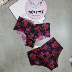 Quần lót Victoria Secret nửa mông thun lạnh không viền màu đen hoa 27152721