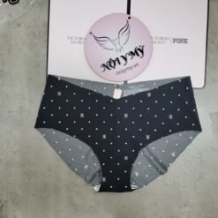 Quần lót Victoria Secret nguyên mông thun lạnh không viền màu đen hoạ tiết 305732qft