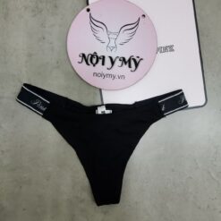 Quần lót Pink lọt khe thun cotton lưng logo màu đen 416206qb4