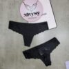 Quần lót Pink lọt khe thun lạnh phối ren màu đen 416226qeb