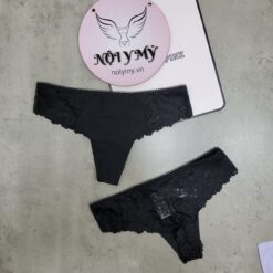 Quần lót Pink lọt khe thun lạnh phối ren màu đen 416226qeb