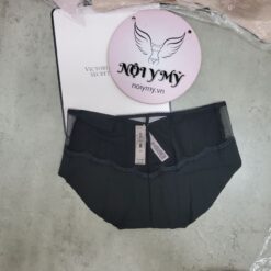 Quần lót Victoria Secret nguyên mông thun lạnh không viền phối ren màu đen 417668qb4