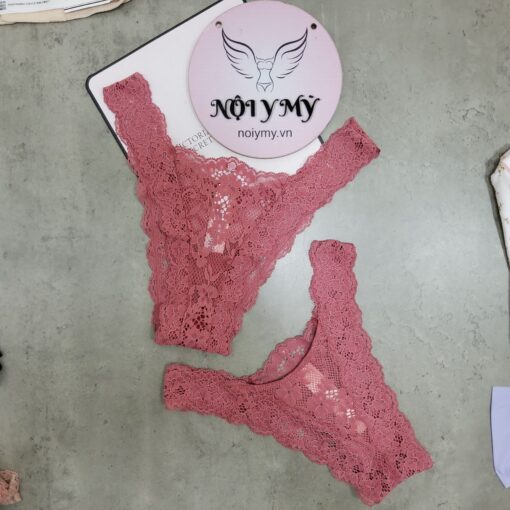 Quần lót Victoria Secret nửa mông lưng cao ren màu hồng đất 417745qky