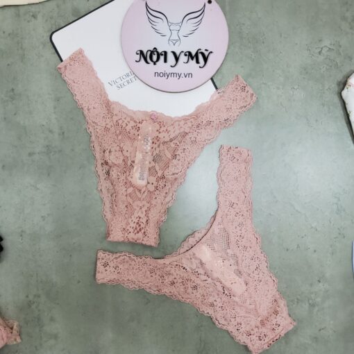Quần lót Victoria Secret nửa mông lưng cao ren màu cam nude 417745qpq