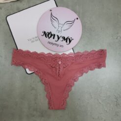Quần lót Victoria Secret lọt khe thun lạnh phối ren màu hồng đất 417753qky